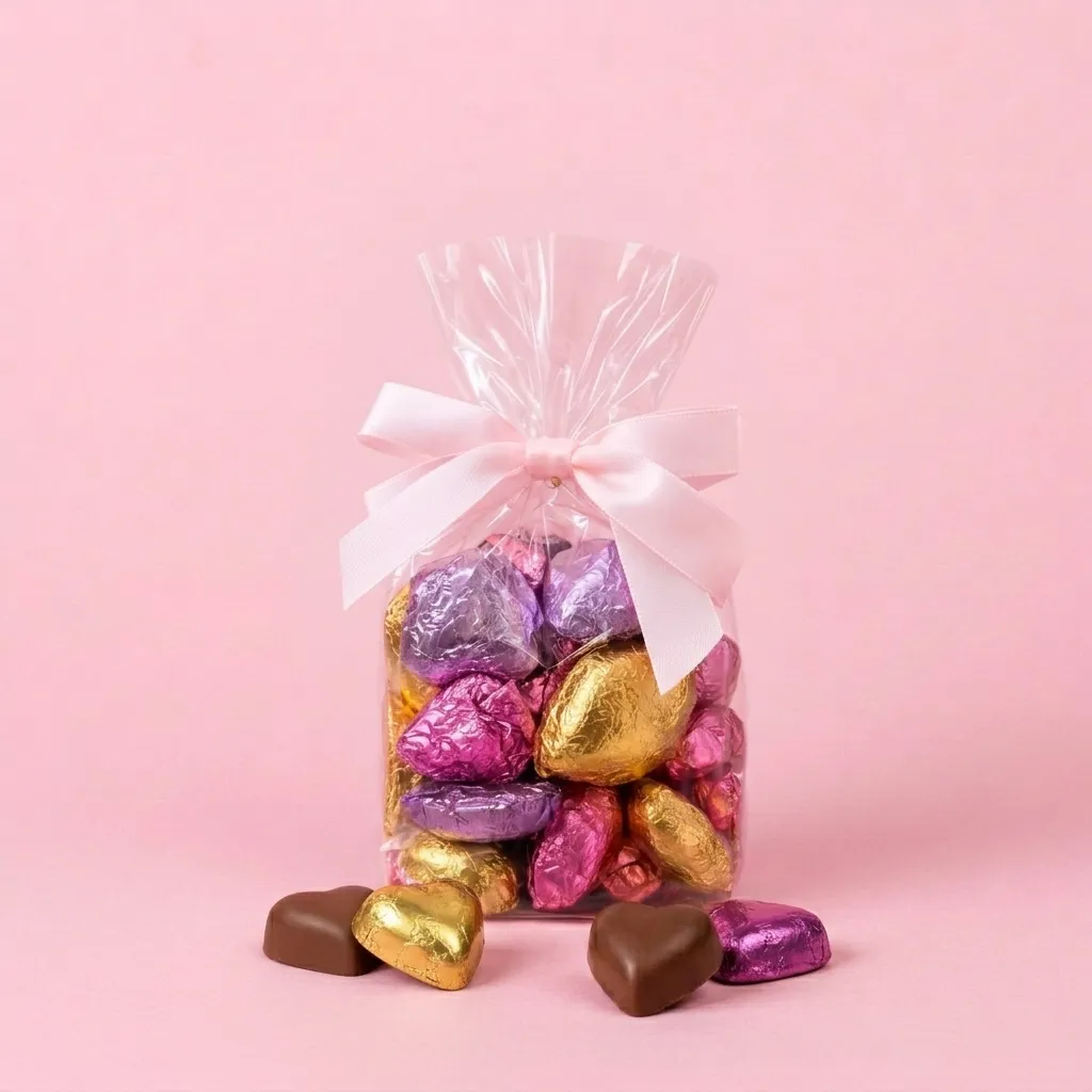 Milk Chocolate Mini Hearts Solid Foiled Gold/Pink 150g thumbnail 2