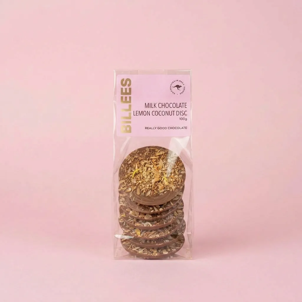 Milk Chocolate Lemon Coconut Discs 100g thumbnail 2