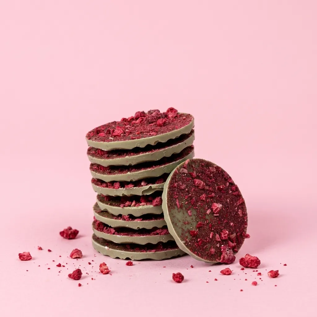 White Choc Matcha/Rasp Discs 100g thumbnail 2